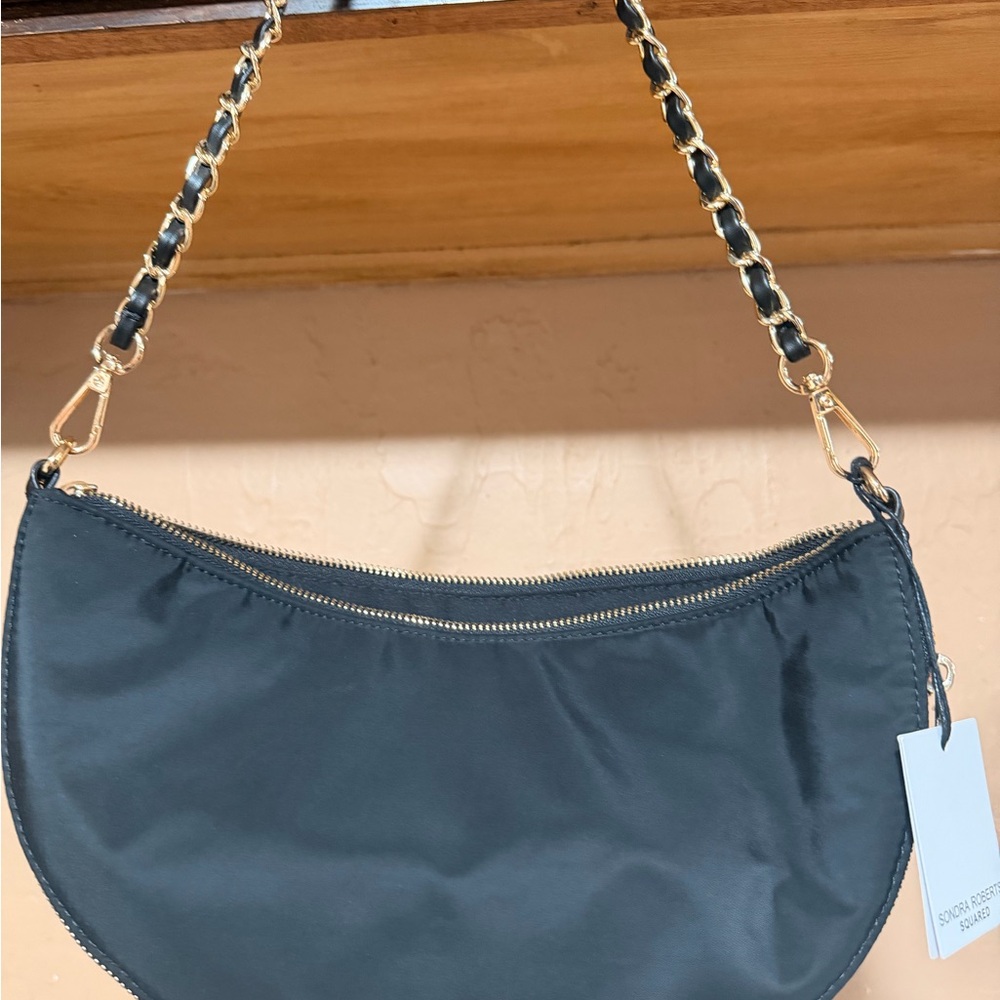 Sondra Roberts Navy Crescent Mini Bag with Gold Chain Strap - Picture 2 of 7